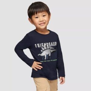 s.Oliver Kids Navy Long Sleeve Shirt Dinosaur Sequins FRIENDSAUR